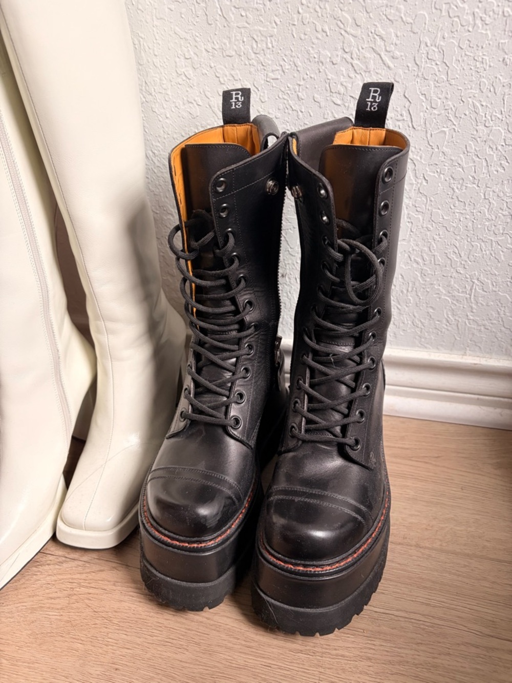 R13 Alt Black Platform Lace-Up Boots - Women's - Picture 3 of 5